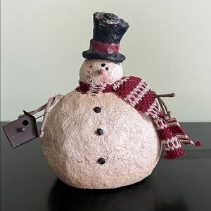 Holiday folk art-style resin snowman